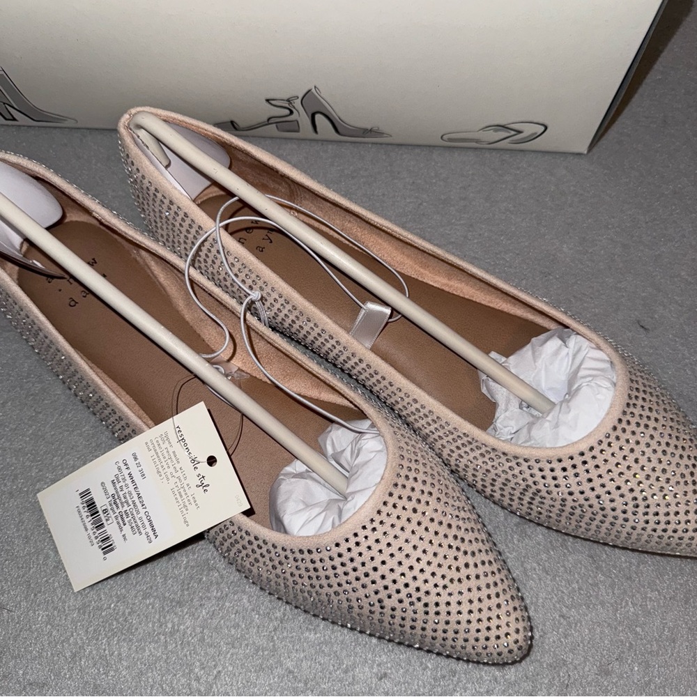 Faux Suede Gem Stones Corinna Flats - Picture 2 of 7